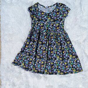 Midnight Meadow Girls’ Dress – Colorful Floral Delight 2T,3T,4T,5T 6/7 7/8
